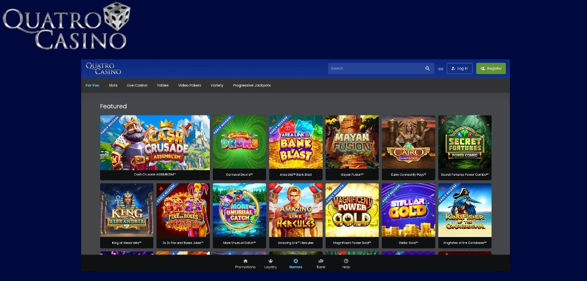 Overview of slots and game providers for Quatro Casino